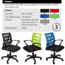 Vienna Mesh Back Chair Range And Specifications